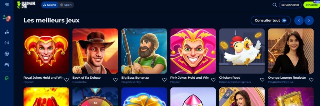 Billionaire Spin Casino Jeux