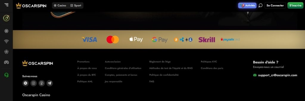 Oscarspin Casino Informations
