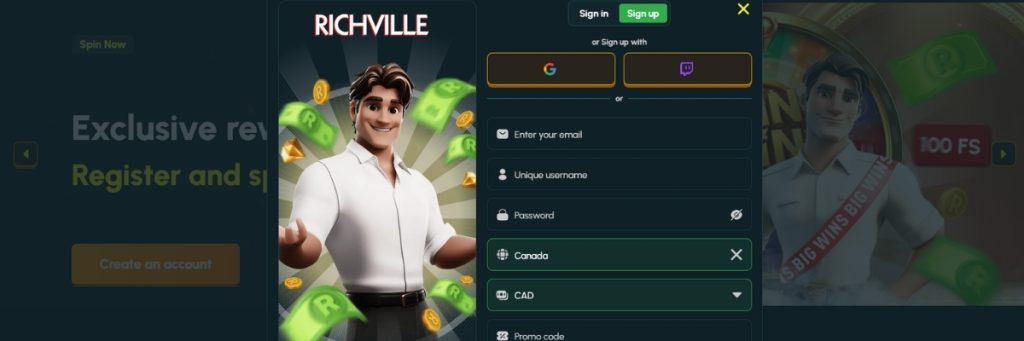 Richville Casino Sinscrire