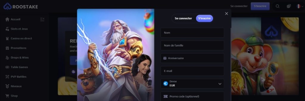 Roostake Casino Sinscrire