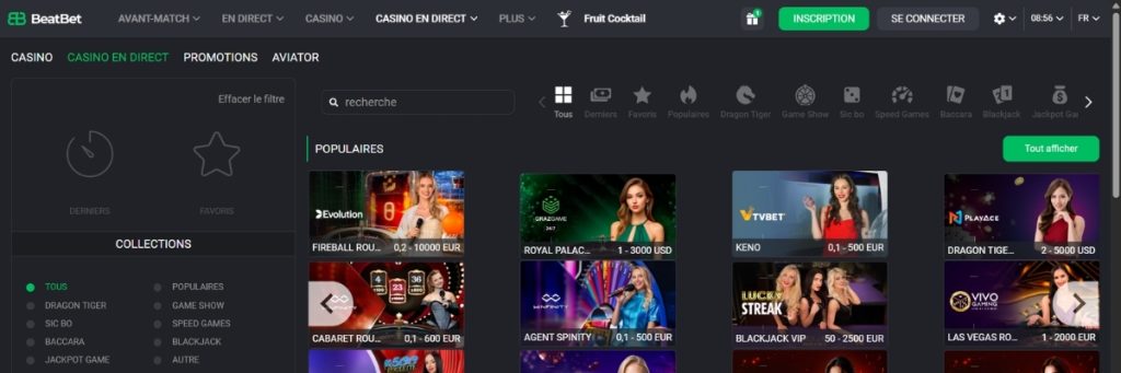 BeatBet Casino en Direct