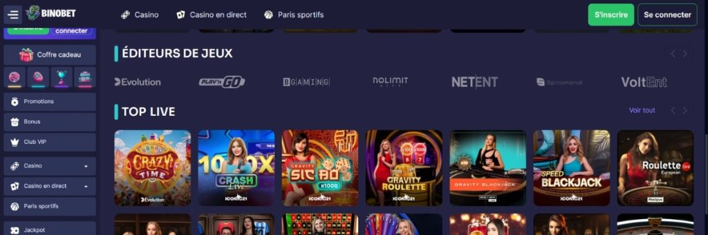 Binobet Casino Jeux