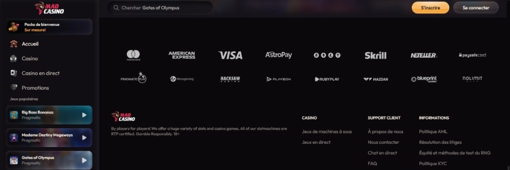 MadCasino en Ligne